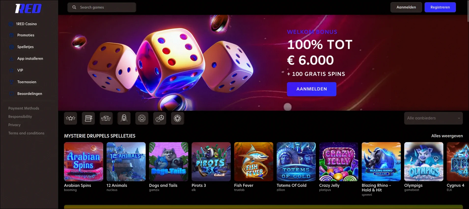 1red Casino met Tot €9.300 + 100 Gratis Spins bonus